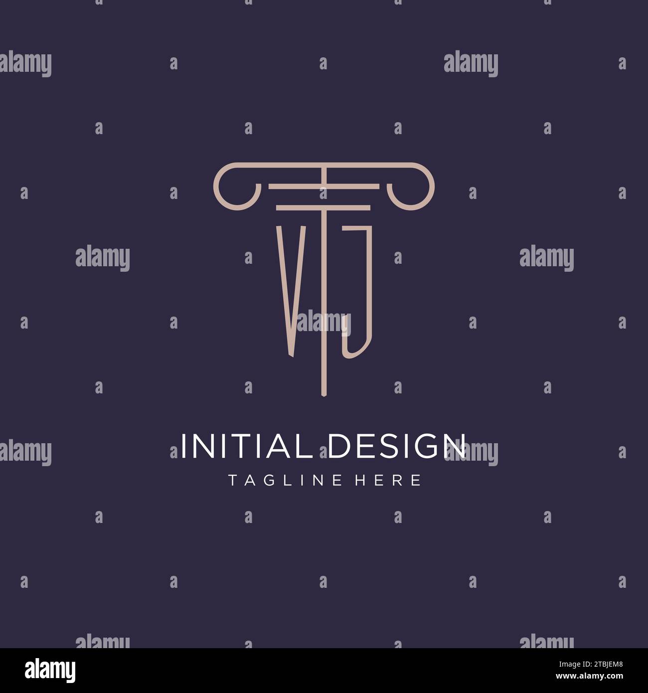 VJ initial with pillar logo design, luxury law office logo style design ...