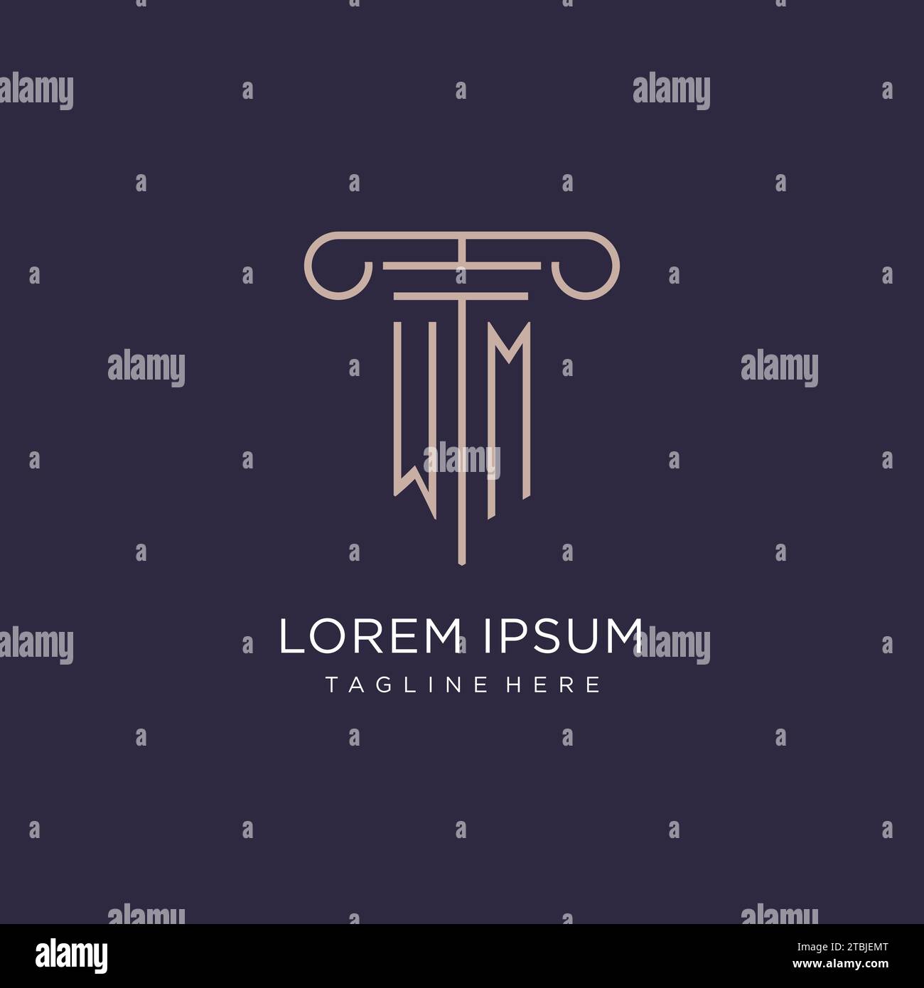 WM initial with pillar logo design, luxury law office logo style design ...
