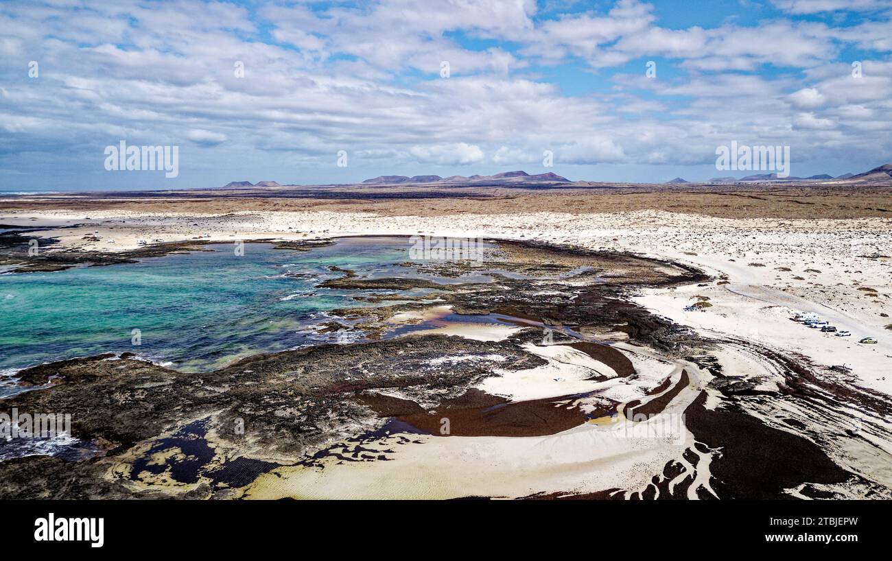 Aerial View Of Natural Tidal Pools Of The Playa De Los Charcos Beach