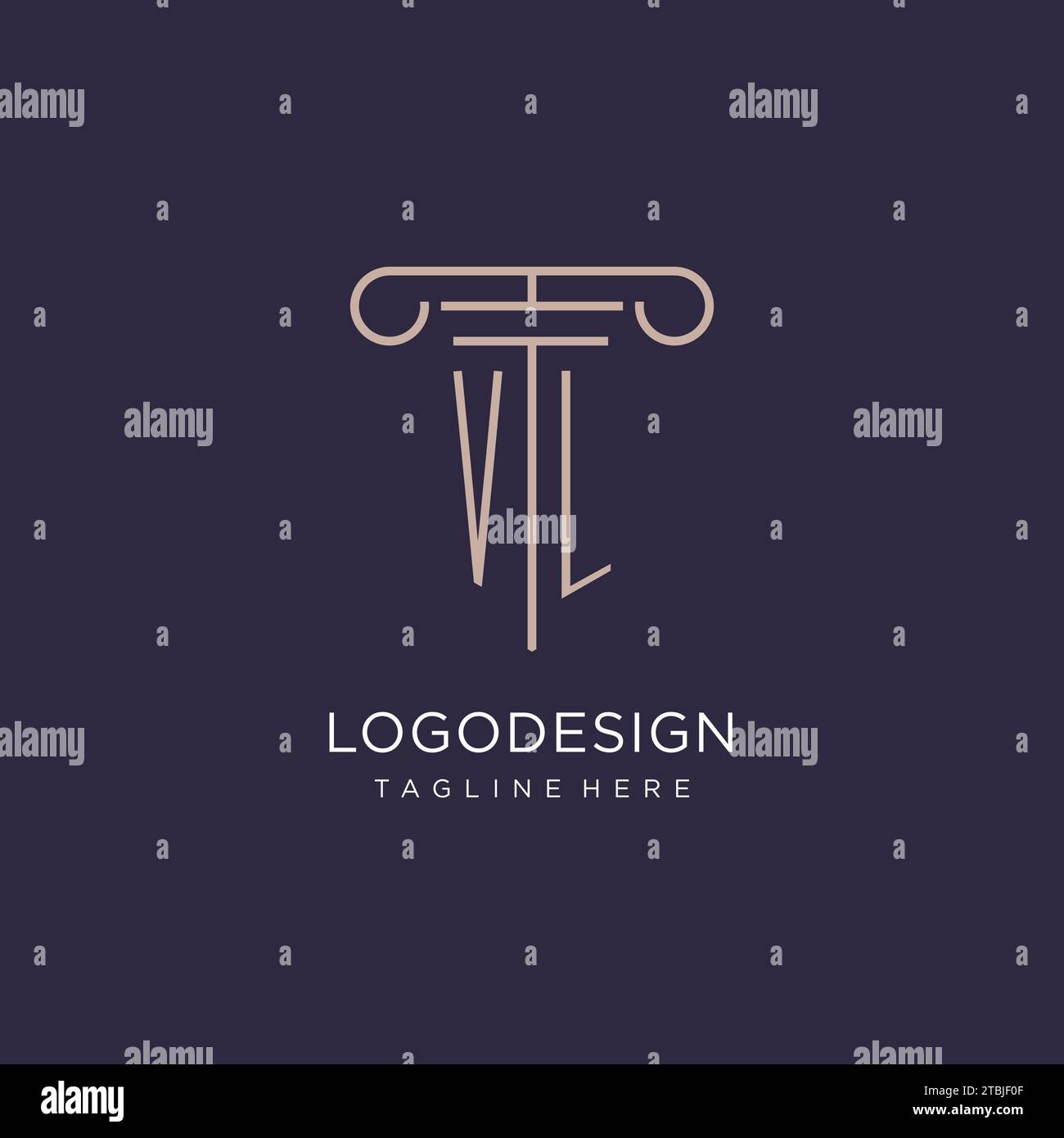 VL initial with pillar logo design, luxury law office logo style design ...