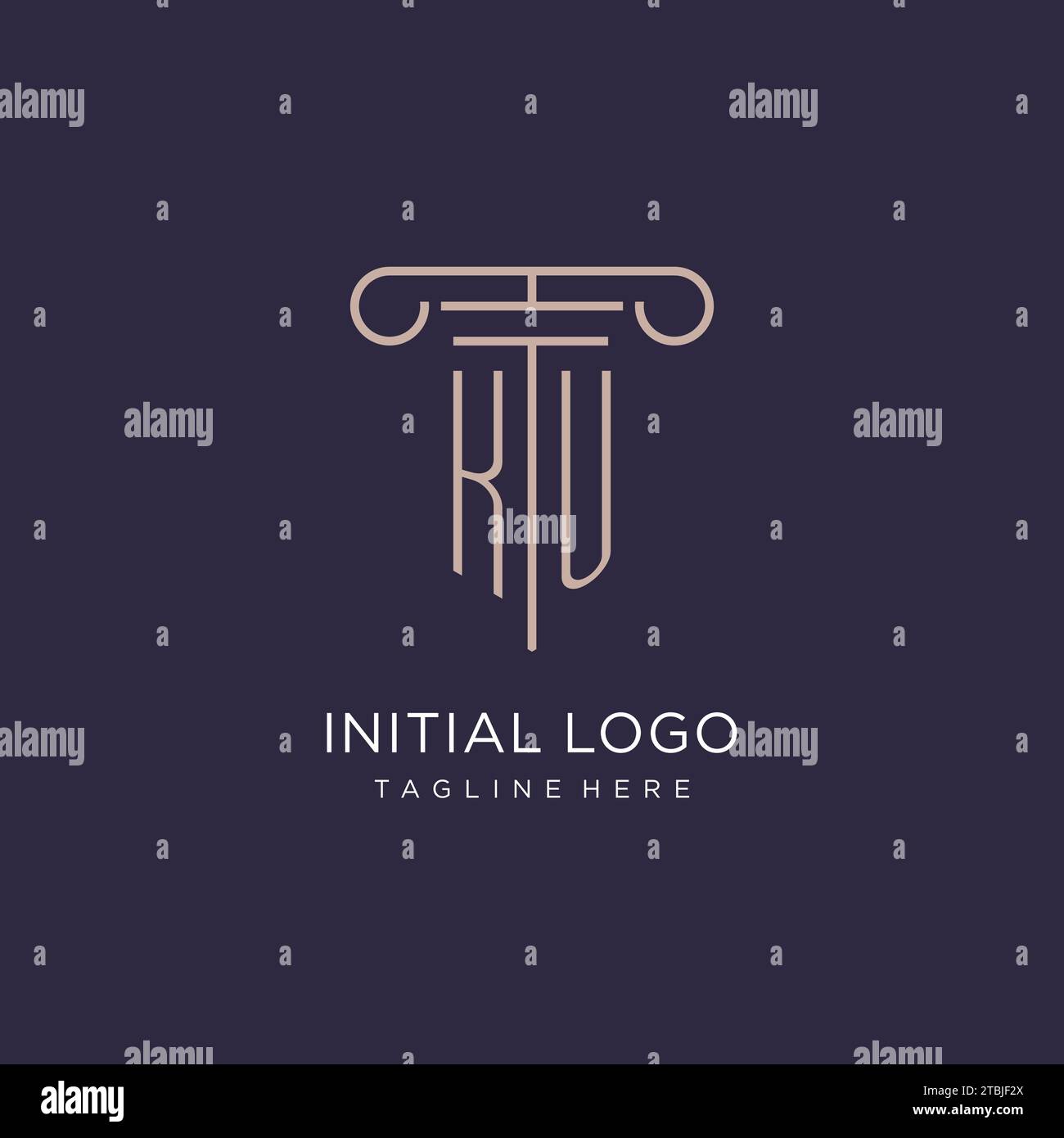 KU initial with pillar logo design, luxury law office logo style design ...