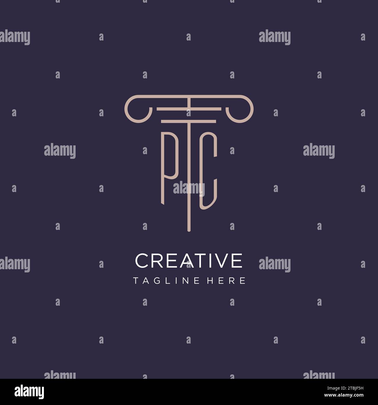 PC initial with pillar logo design, luxury law office logo style design