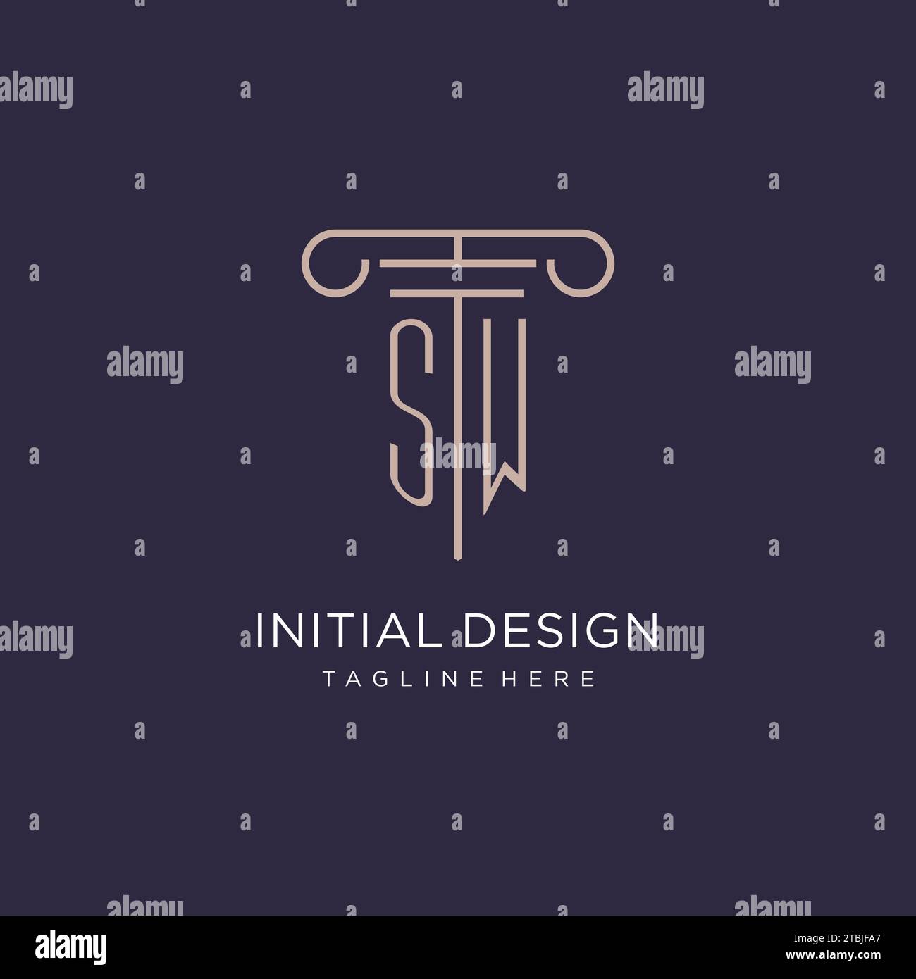 SW initial with pillar logo design, luxury law office logo style design ...