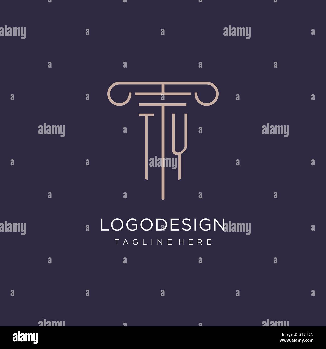 TY initial with pillar logo design, luxury law office logo style design ...