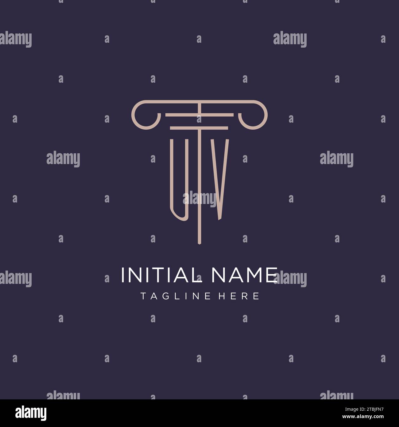 UV initial with pillar logo design, luxury law office logo style design ...