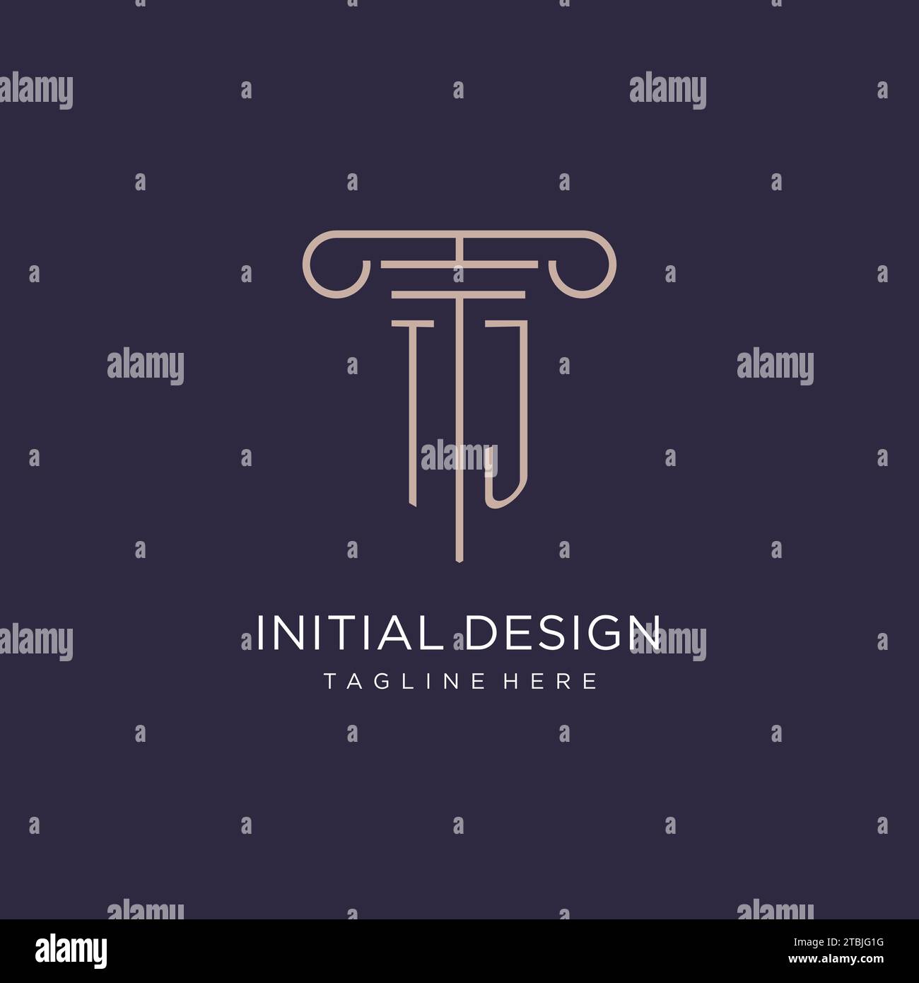 TJ initial with pillar logo design, luxury law office logo style design ...