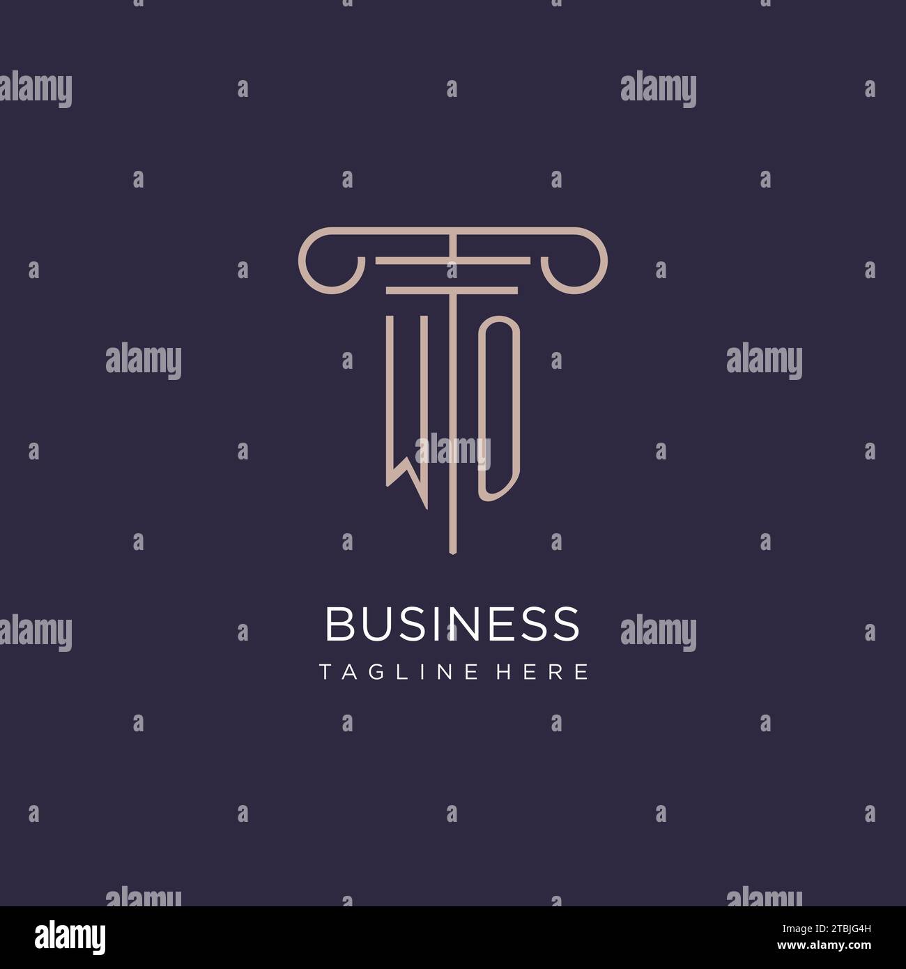 WO initial with pillar logo design, luxury law office logo style design ...