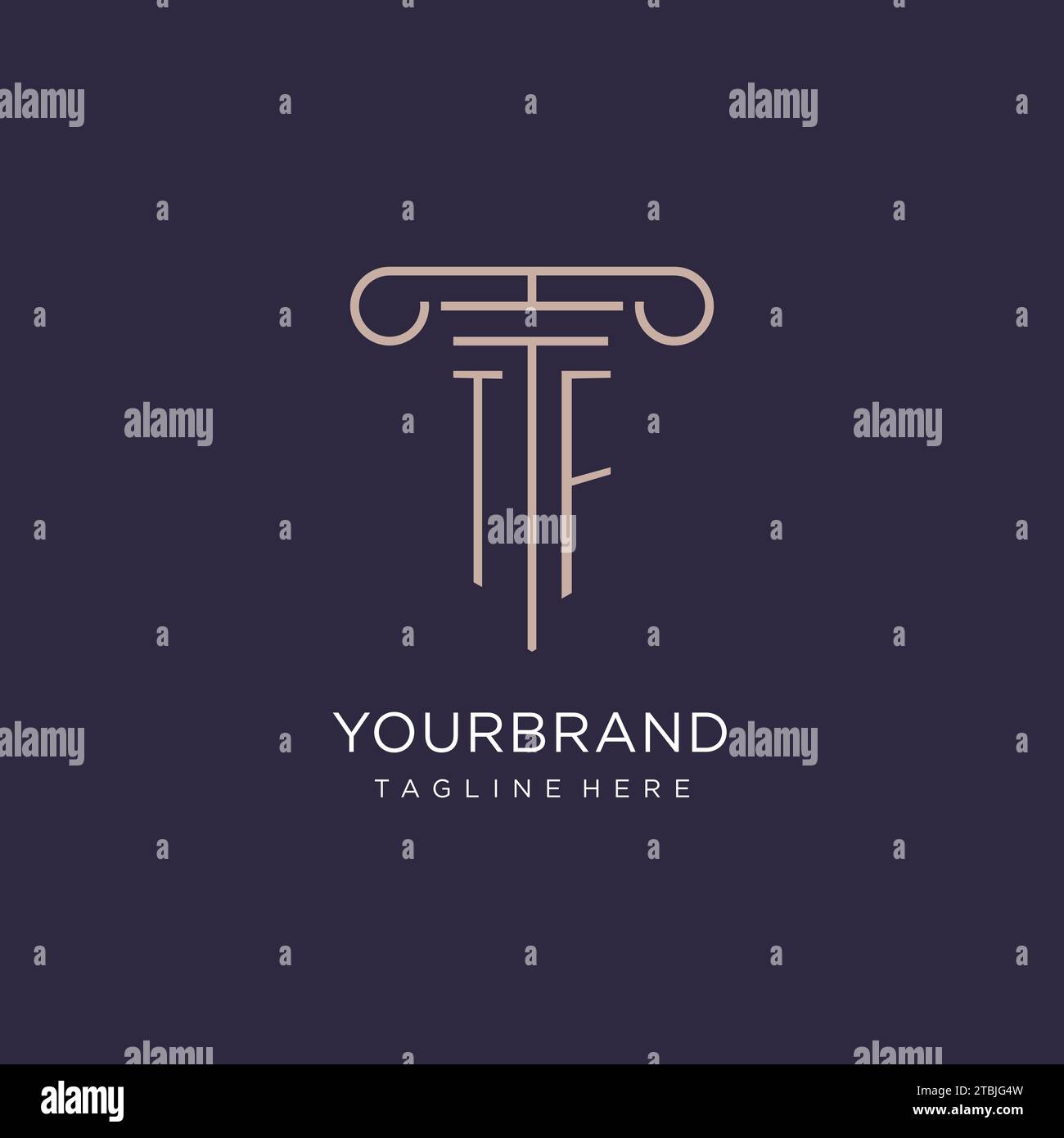 TF initial with pillar logo design, luxury law office logo style design ...