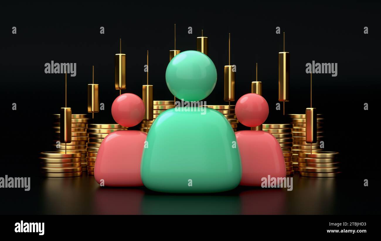 Red and Green Leadership Bunch of people user social network icon with ...