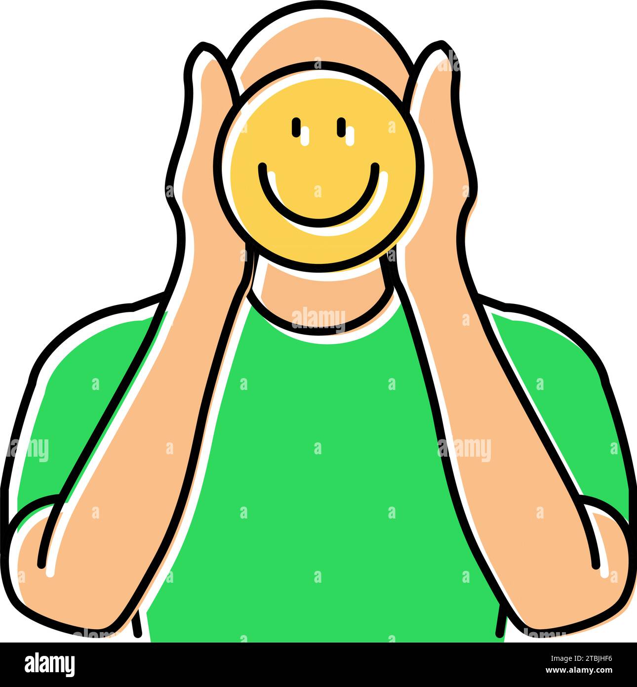 man holding smiley smiling color icon vector illustration Stock Vector ...