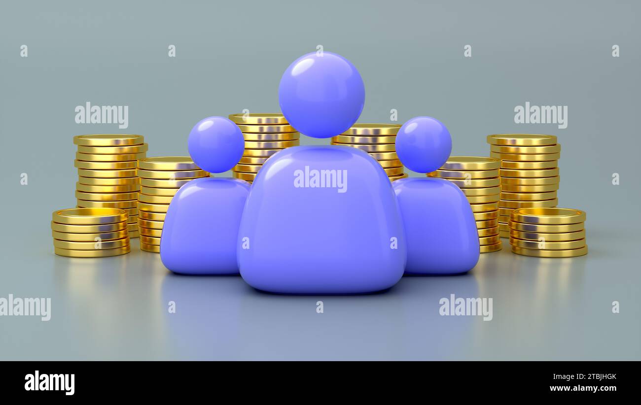 Leadership Bunch of people user social network icon with coins on Soft ...