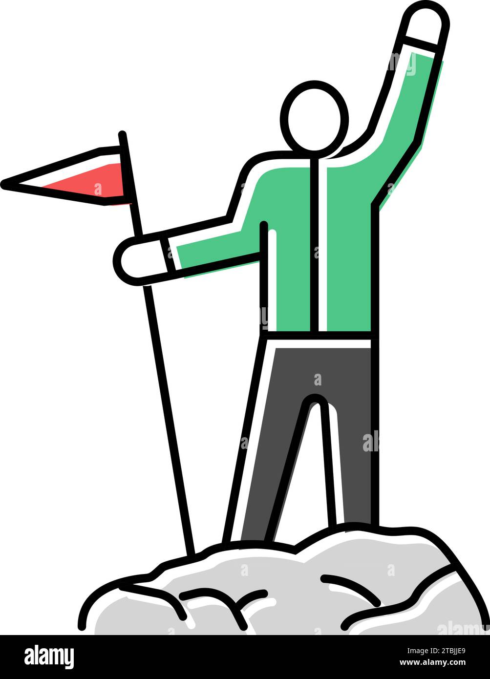 flag mountaineer top color icon vector illustration Stock Vector Image ...