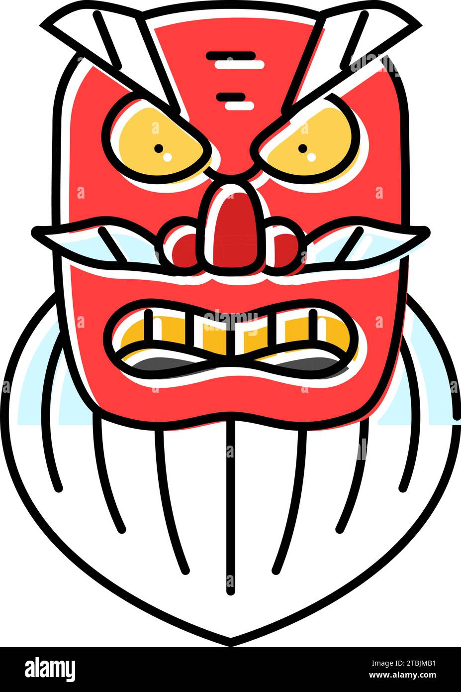 kagura dance mask shintoism color icon vector illustration Stock Vector