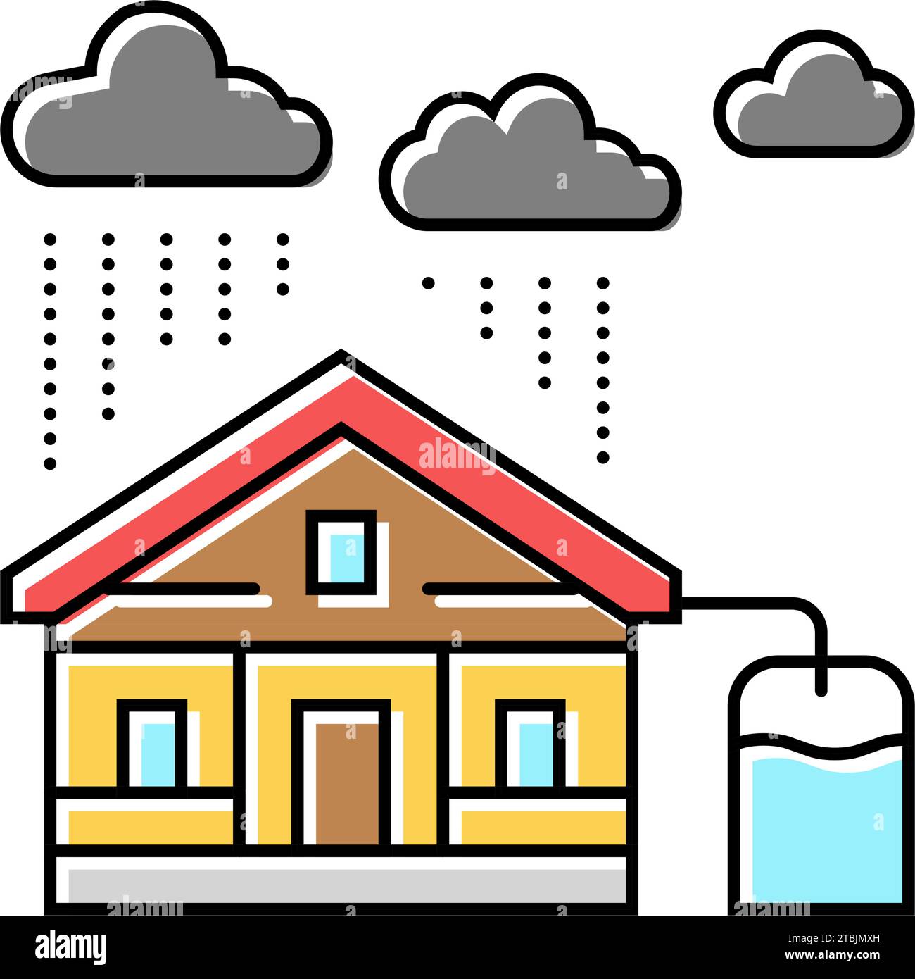 rainwater harvesting environmental color icon vector illustration Stock