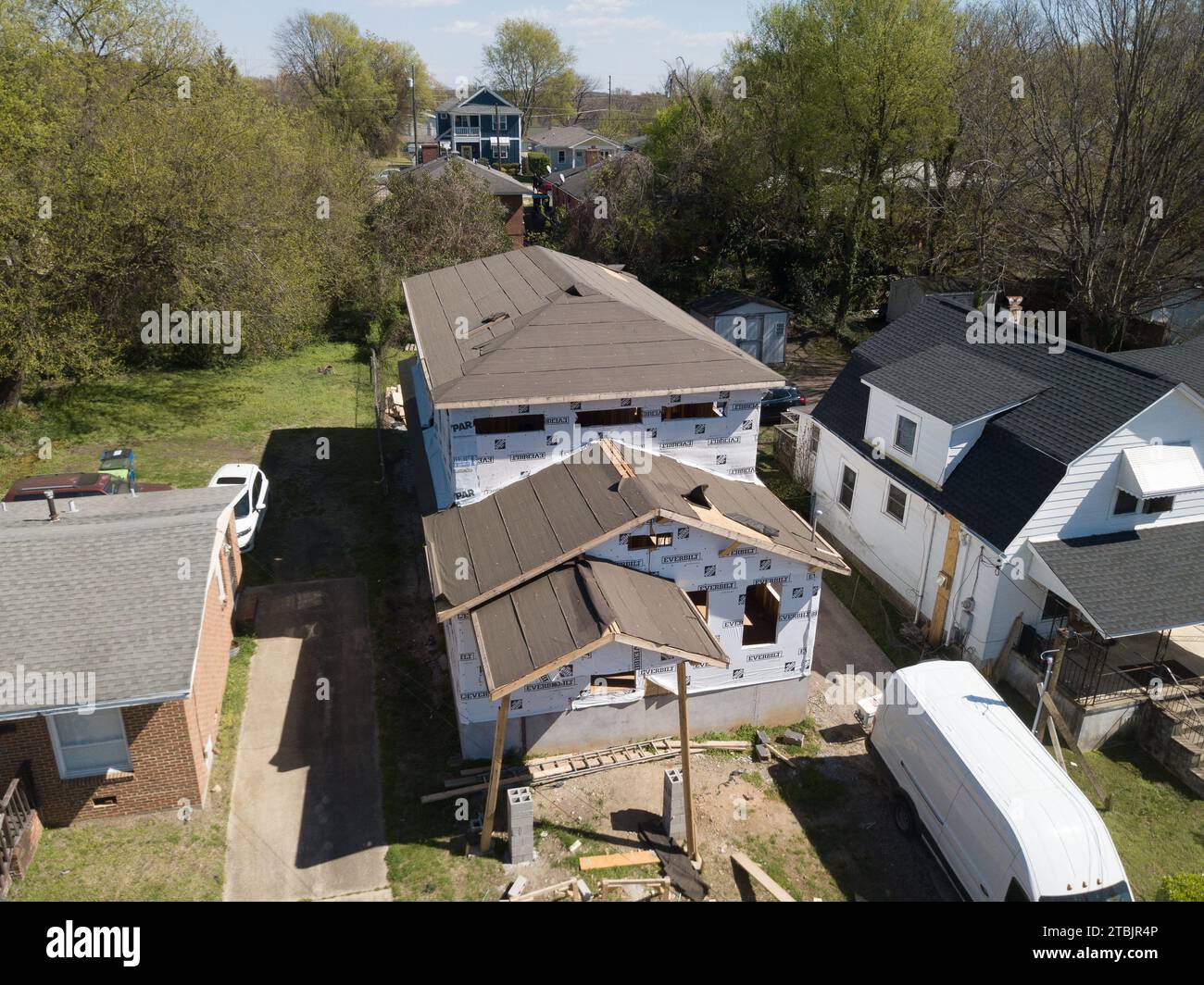 Residential roofing drone photos Stock Photo Alamy