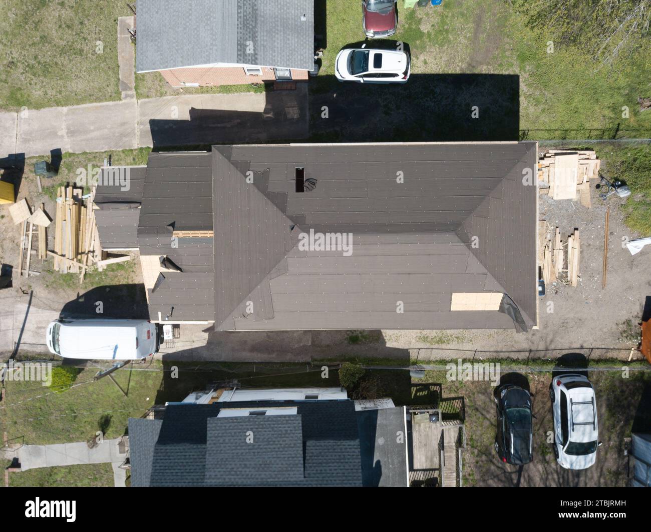 Residential roofing drone photos Stock Photo Alamy