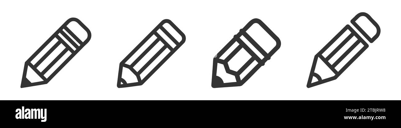 Line pencil icon set, Vector pencil icon pack, collection on white ...