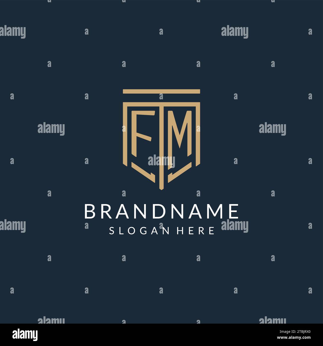 Initial FM shield logo monoline style, modern and luxury monogram logo ...