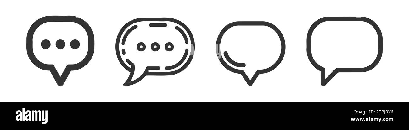 Speech bubble thin line icon set. Vector icon pack, collection Stock ...