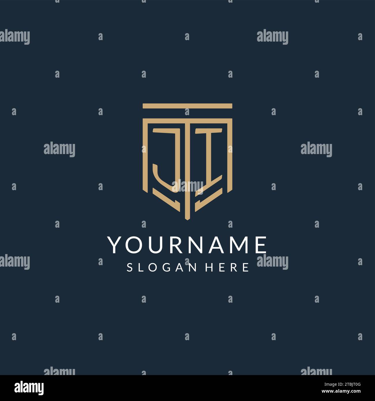 Initial JI shield logo monoline style, modern and luxury monogram logo ...