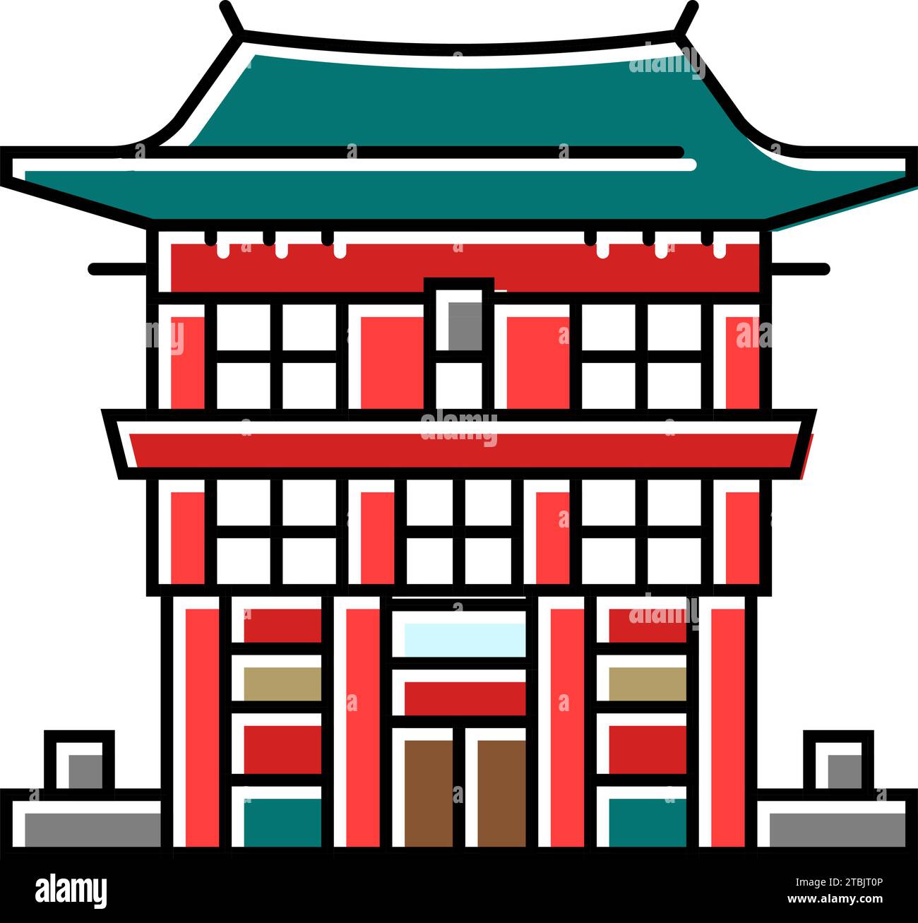 miko shrine maiden shintoism color icon vector illustration Stock Vector