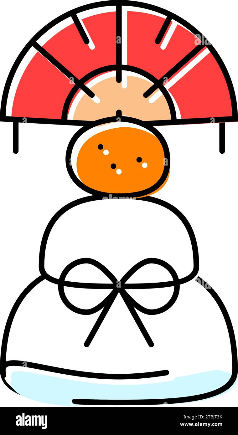 kagami mochi decoration shintoism color icon vector illustration Stock Vector