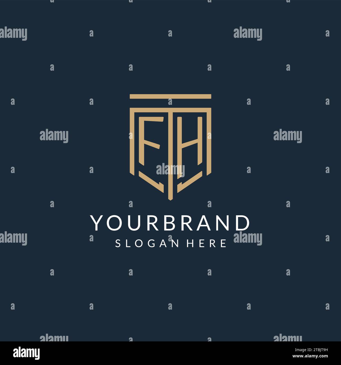Initial FH shield logo monoline style, modern and luxury monogram logo ...