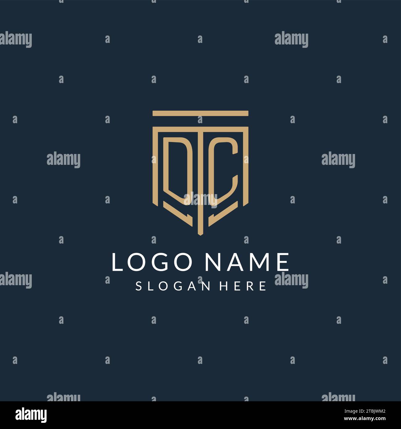 Initial DC shield logo monoline style, modern and luxury monogram logo ...