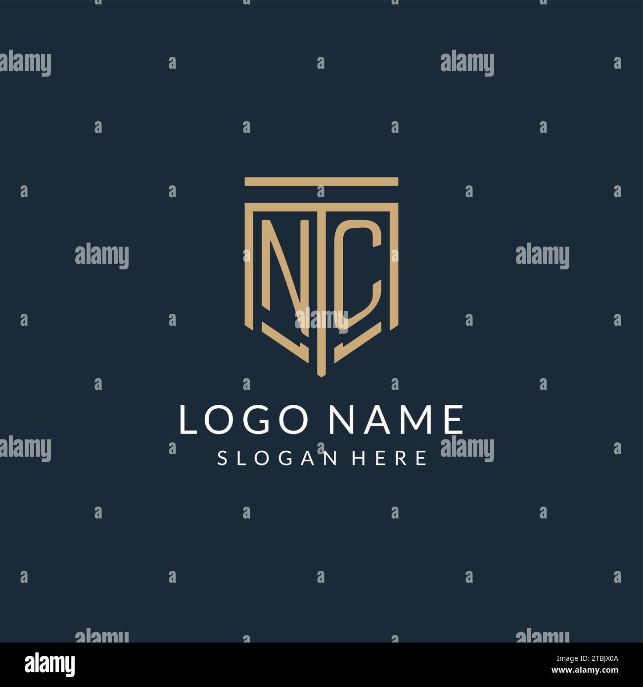 Initial NC shield logo monoline style, modern and luxury monogram logo ...