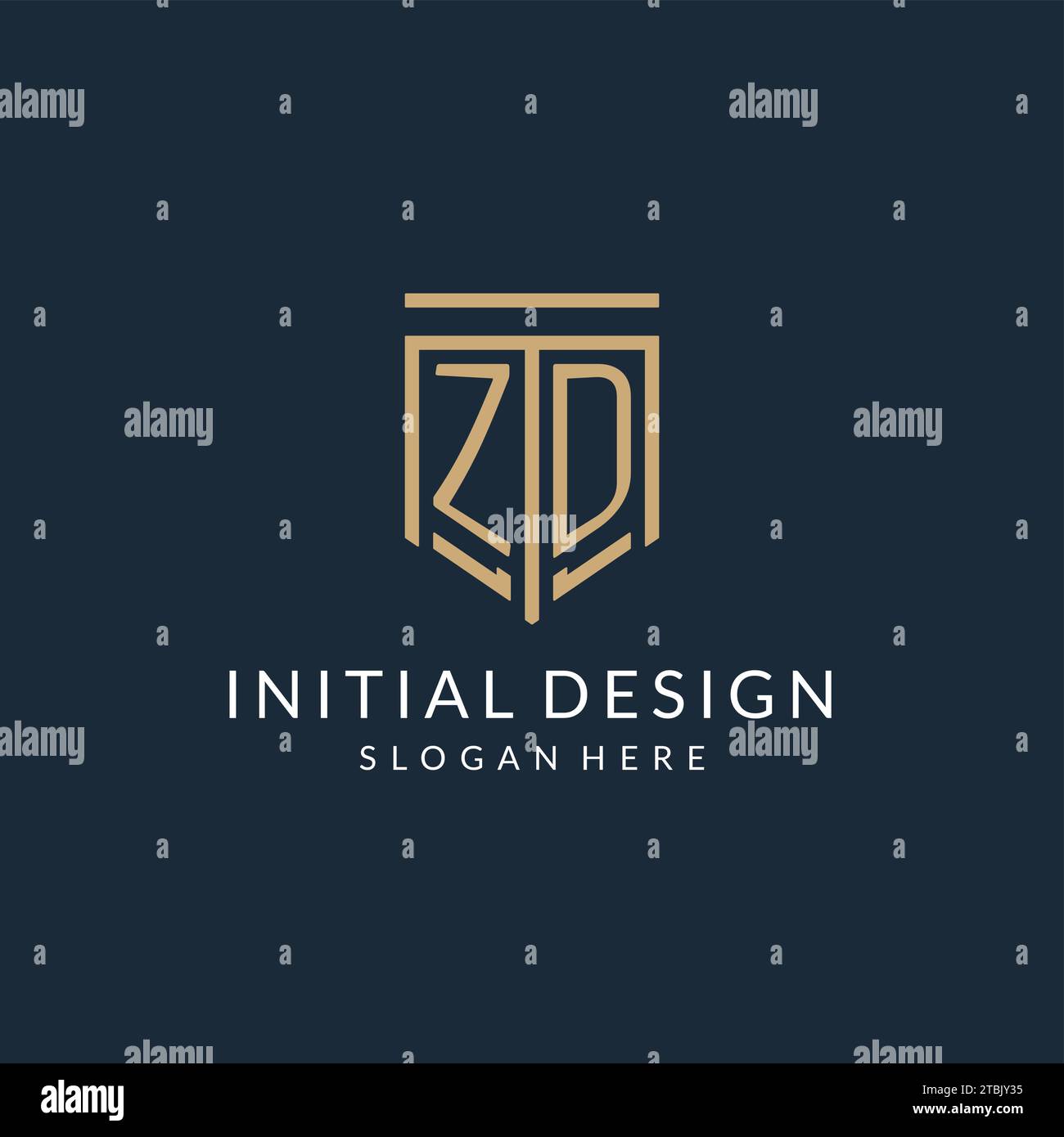 Initial ZD shield logo monoline style, modern and luxury monogram logo ...