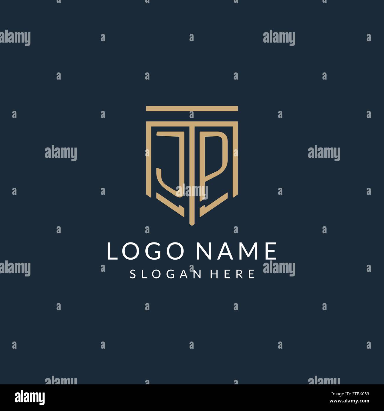 Initial JP shield logo monoline style, modern and luxury monogram logo ...