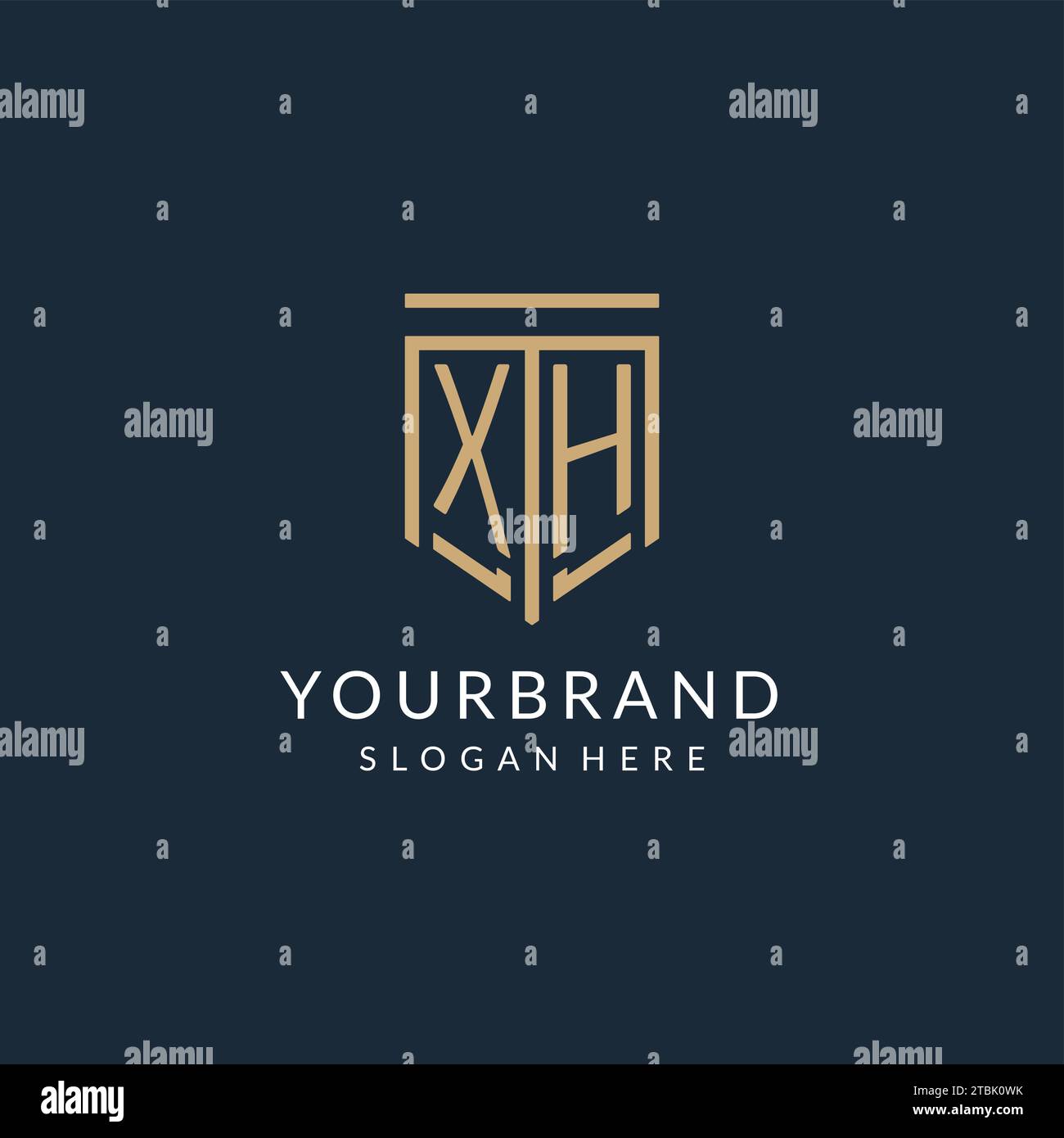 Initial XH shield logo monoline style, modern and luxury monogram logo ...