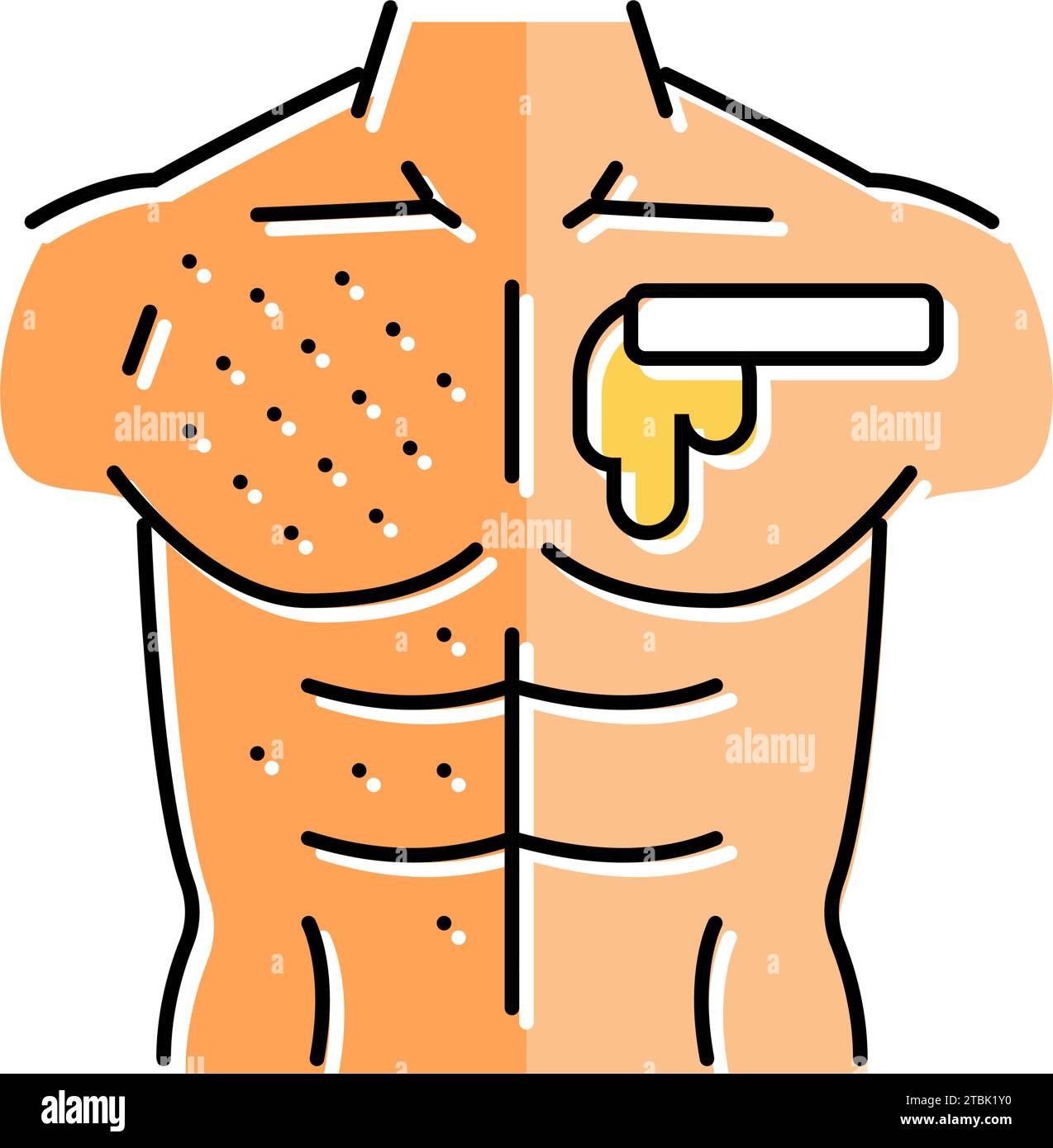 chest waxing male depilation color icon vector illustration Stock
