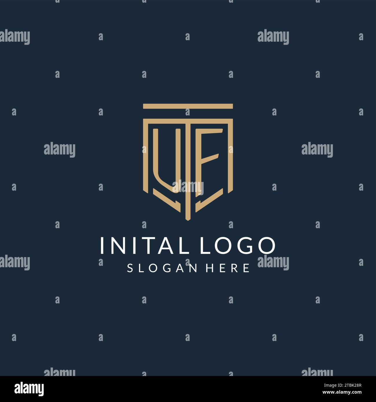 Initial UF shield logo monoline style, modern and luxury monogram logo ...