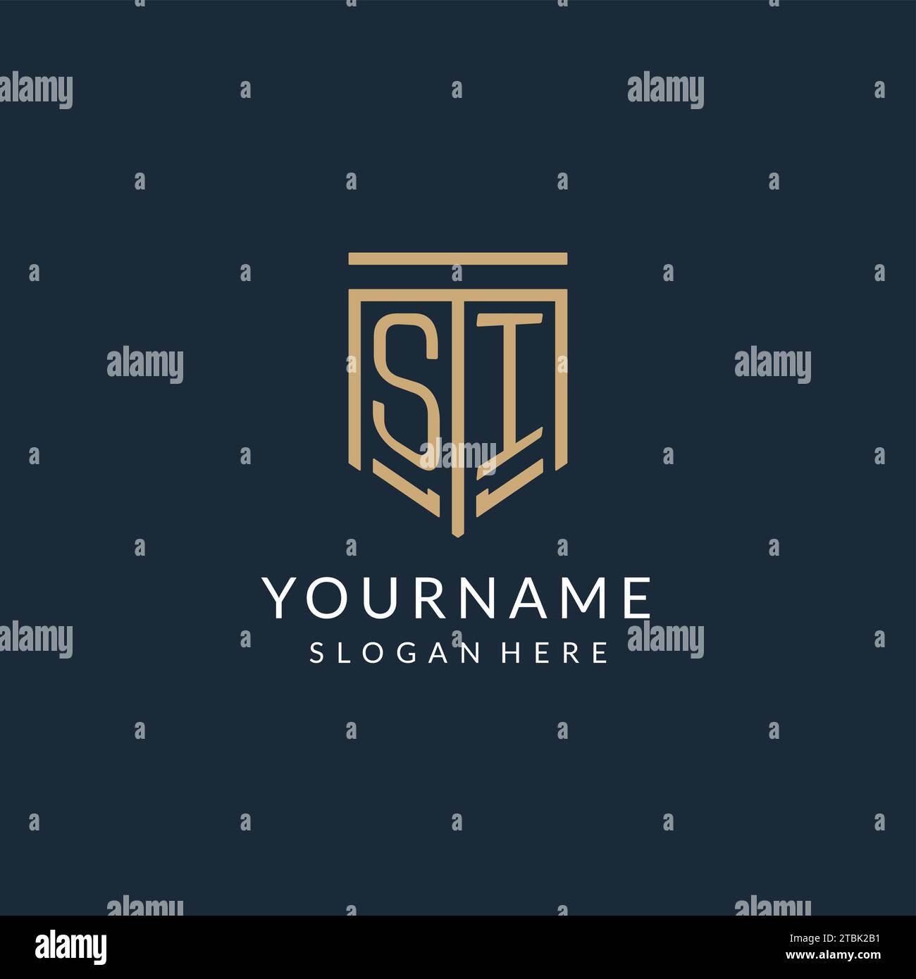 Initial SI shield logo monoline style, modern and luxury monogram logo ...