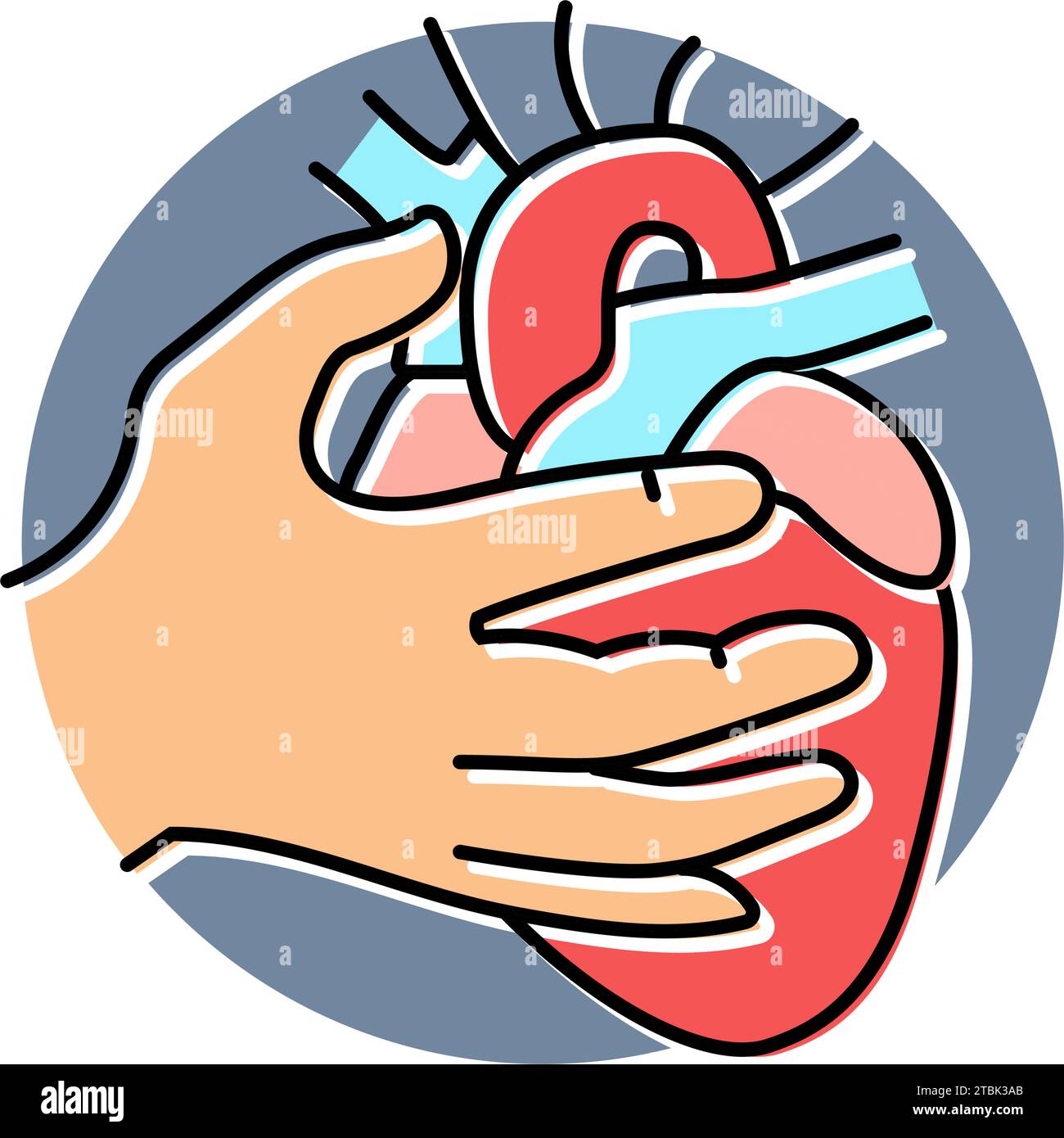 chronic heart palpitations disease symptom color icon vector