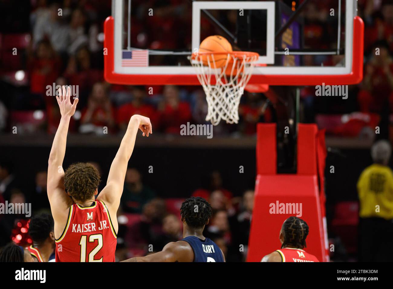 December 6, 2023 Maryland Terrapins forward Jamie Kaiser Jr. (12) makes a shot during the NCAA