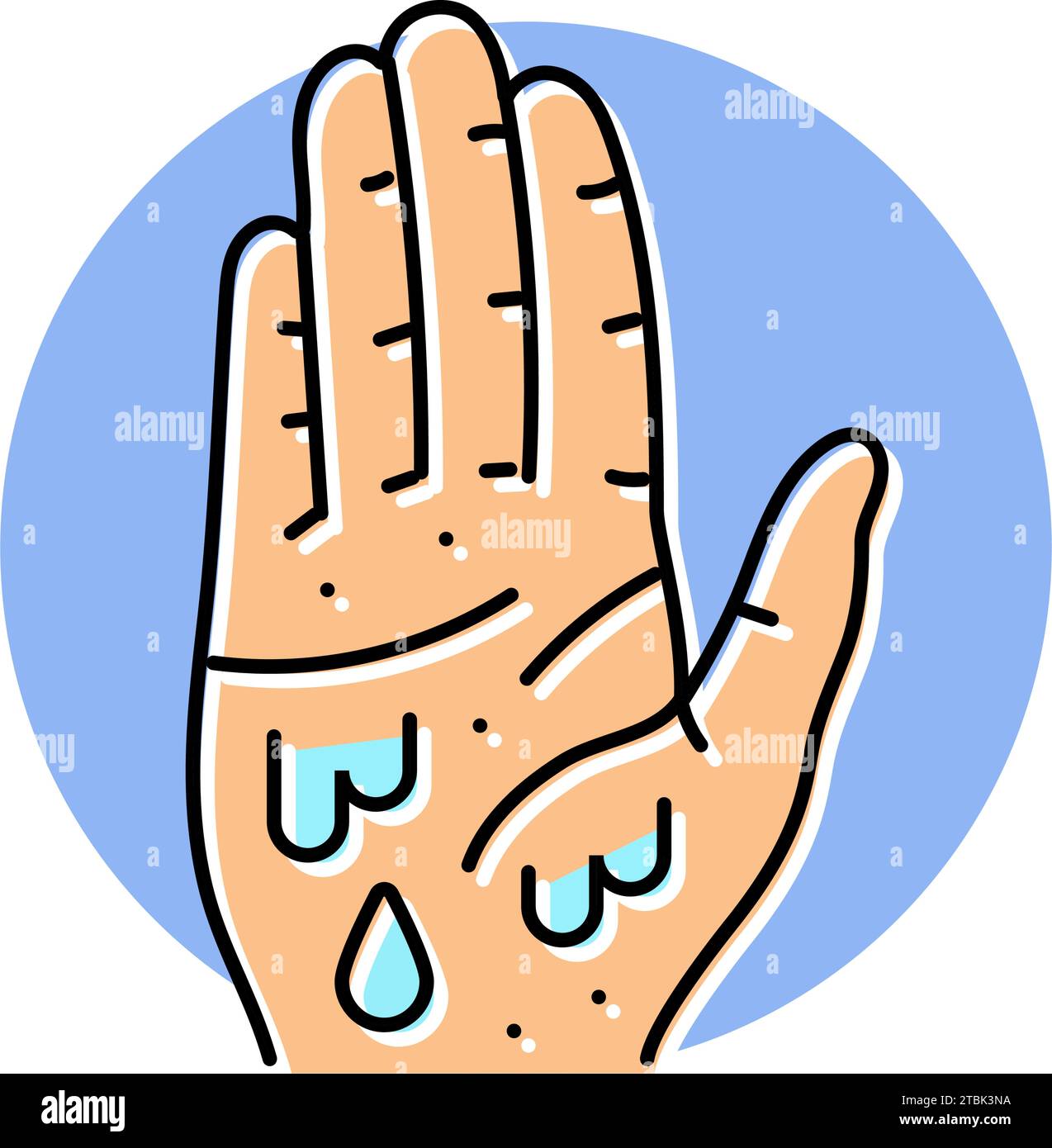 cold clammy skin disease symptom color icon vector illustration Stock