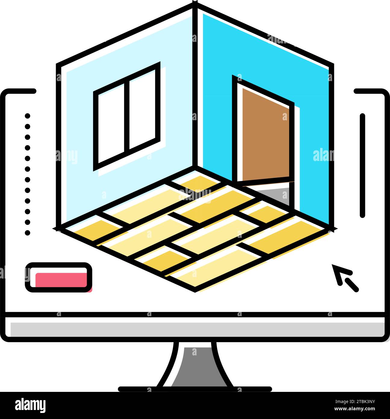 3d room modeling interior designer color icon vector illustration Stock ...