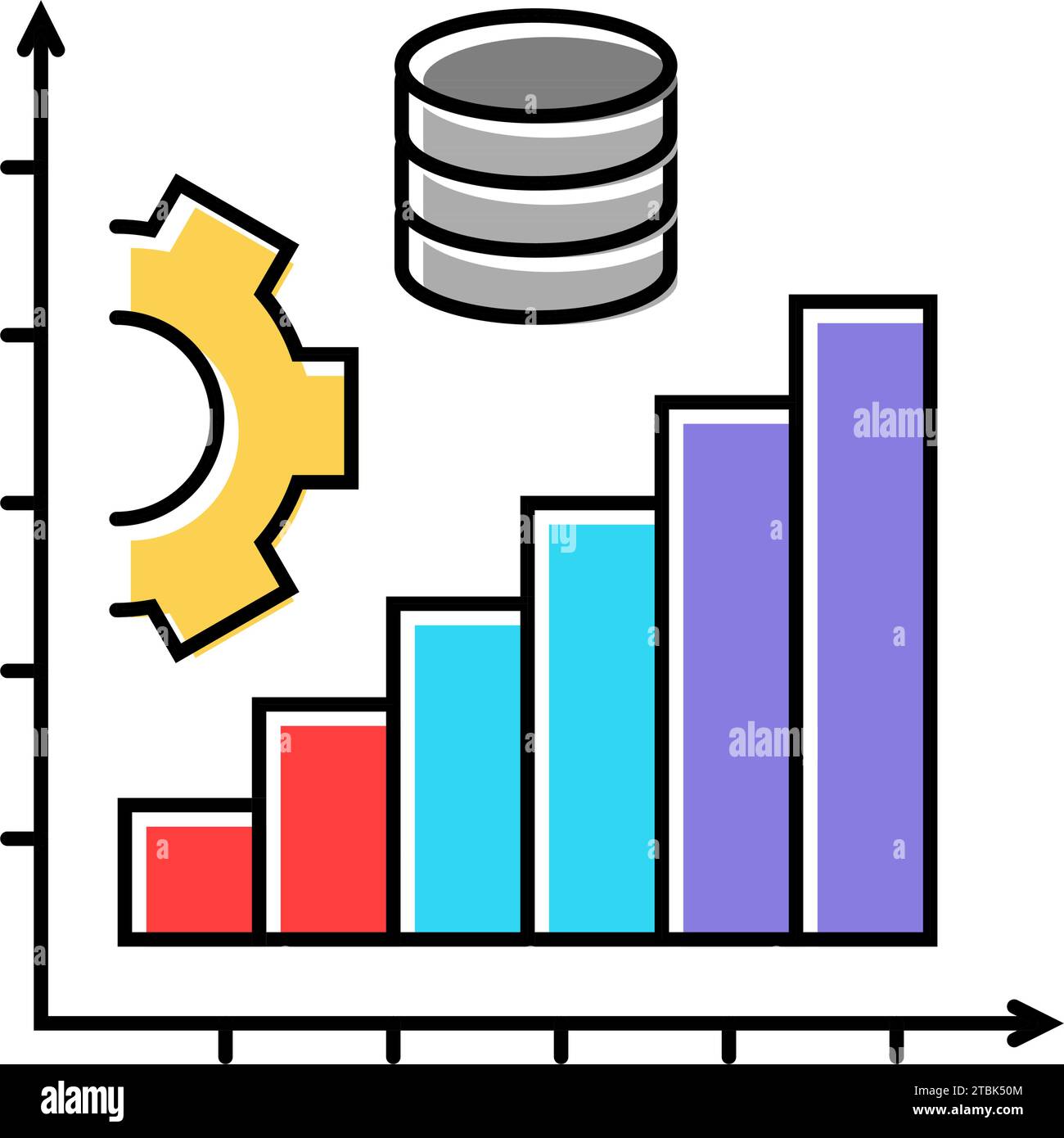 performance tuning database color icon vector illustration Stock Vector