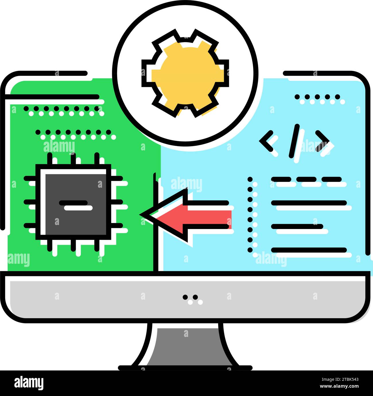 microcontroller programming electronics color icon vector illustration ...
