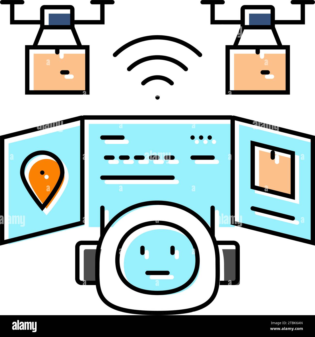 remote monitoring autonomous delivery color icon vector illustration ...