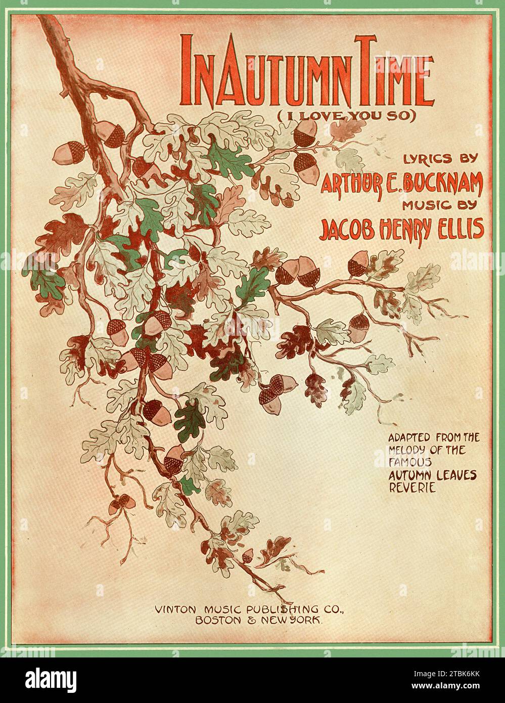 Cover art to sheet music of an Autumn theme. Stock Photo