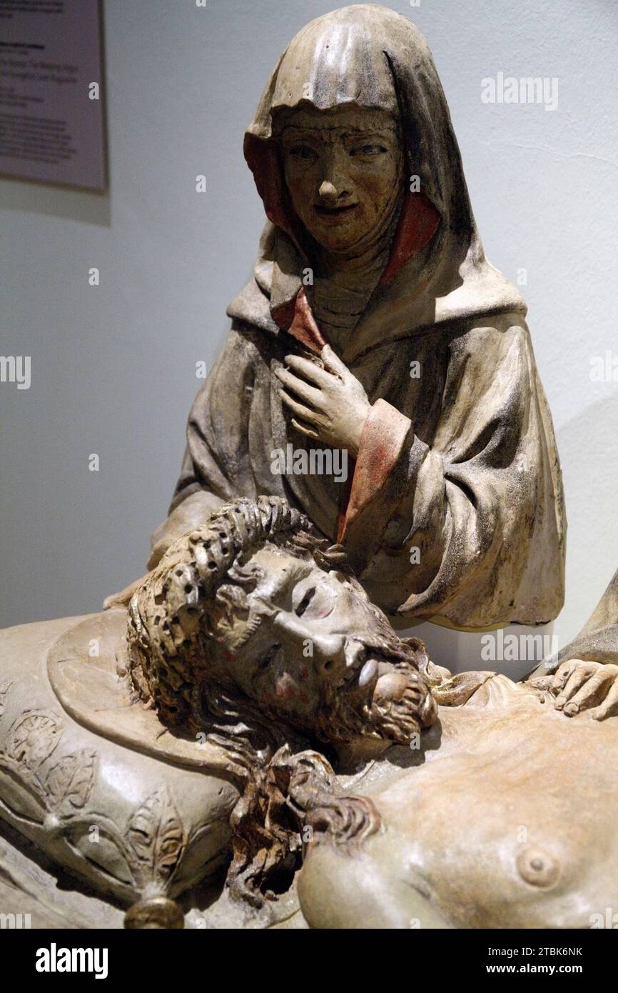 Italy Modena Galleria Estense -  Lamentation over the Dead Christ by Simone from Florence, 13th century Stock Photo
