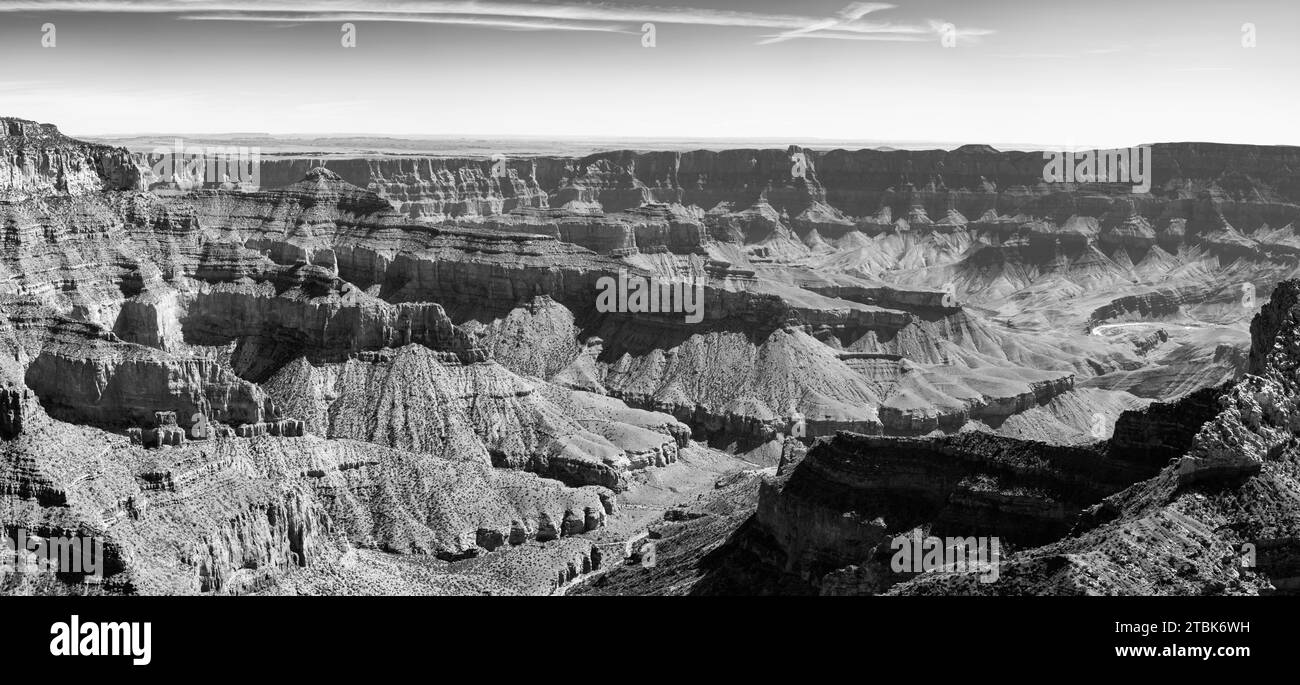 Panoramic photograph from Cape Royal,  North Rim. Grand Canyon National Park, Arizona, USA. Stock Photo