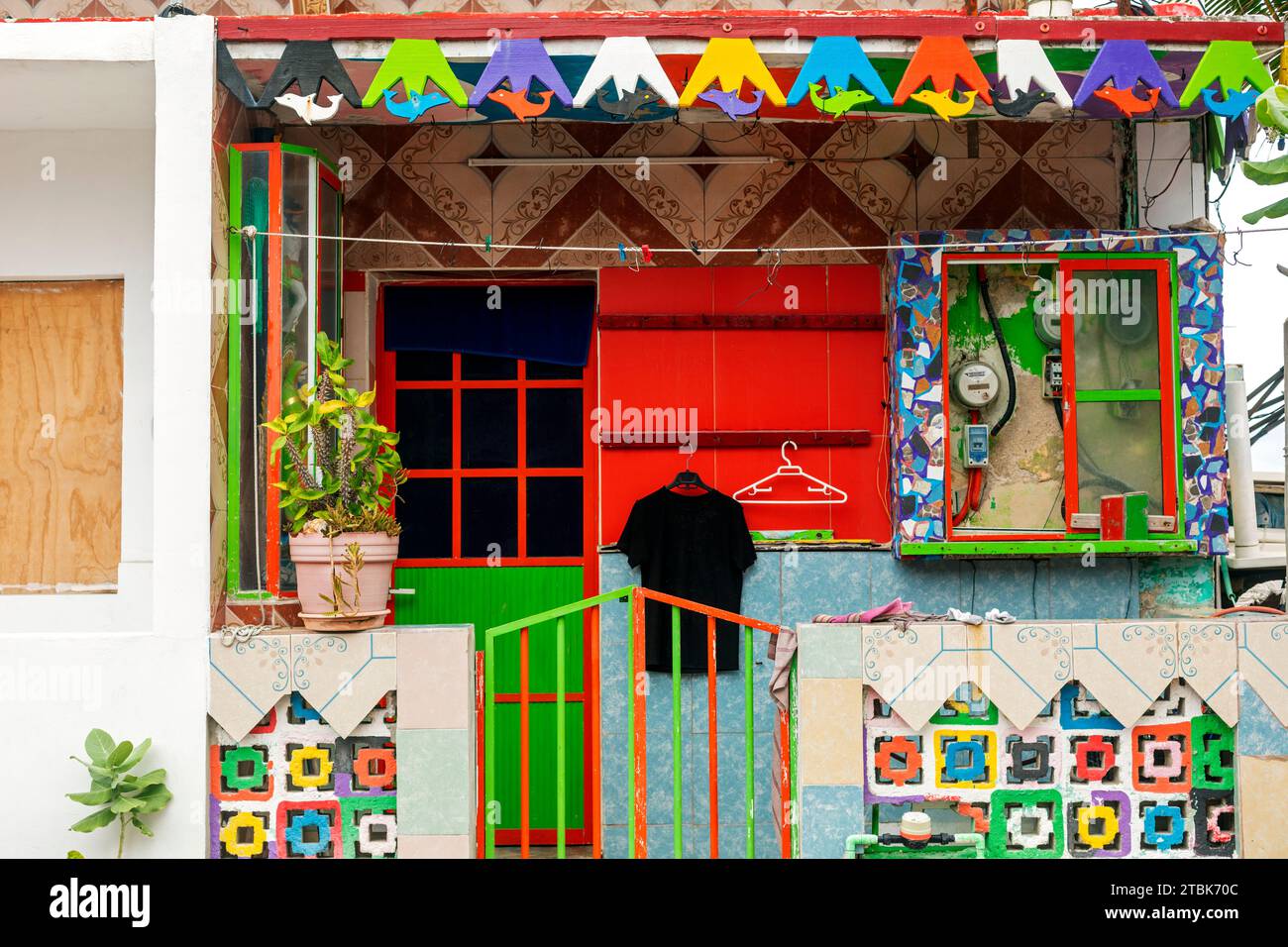 Mexico, Isla Mujeres, a very colourful exterior of a house Stock Photo