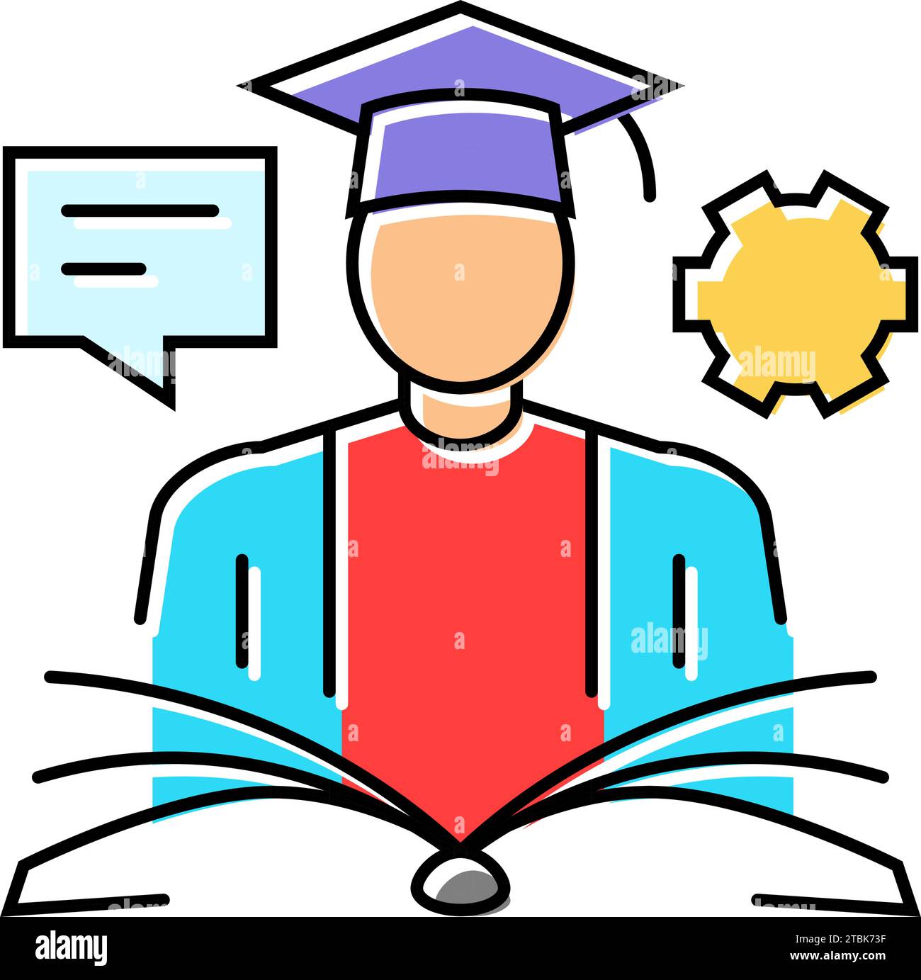 exam preparation college teacher color icon vector illustration Stock