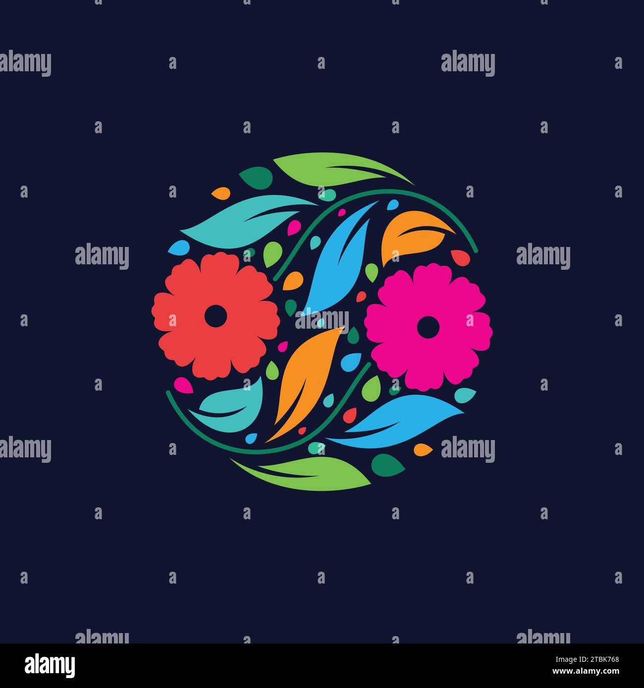 Colorful Floral Pattern Emblem Logo Design Template Vector colorful-floral-pattern-emblem-logo-design-template-vector