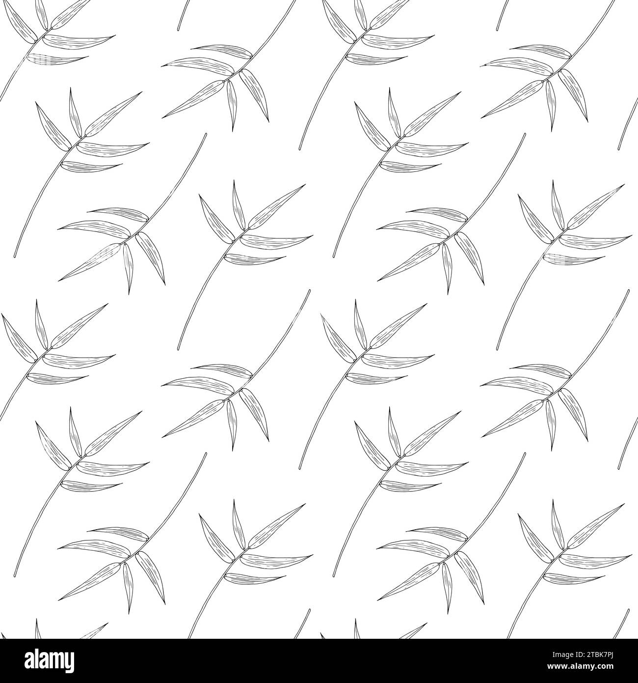 Seamless pattern with bamboo leaves. Vector hand drawn print for fabric, textile, background, wallpapers Stock Vector