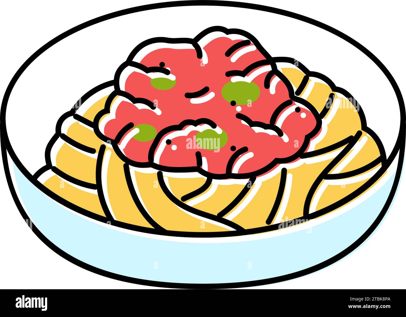 spaghetti bolognese italian cuisine color icon vector illustration ...